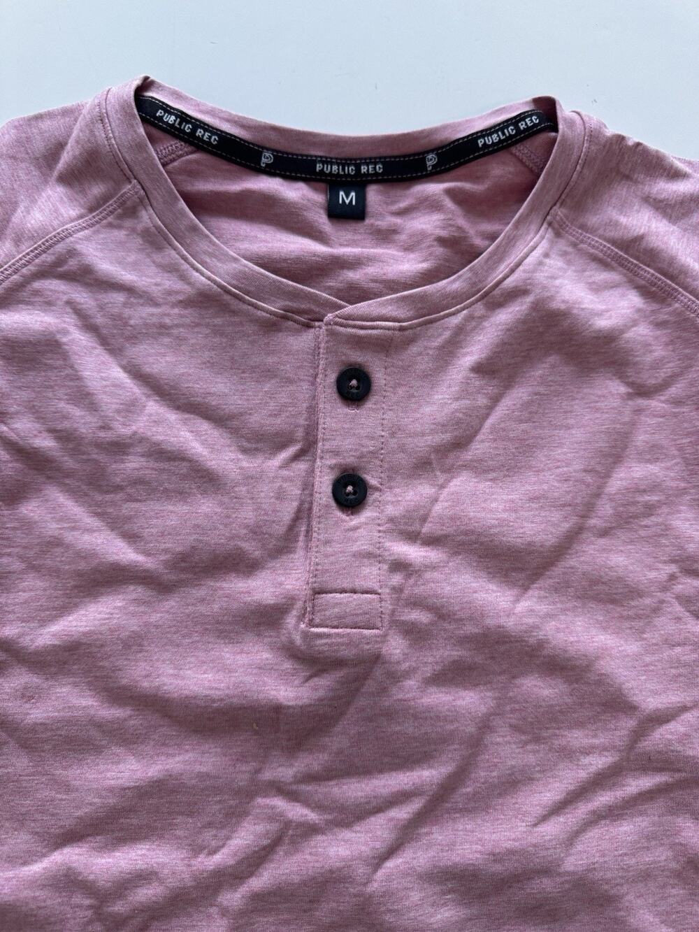 Public Rec Go-To Henley Short Sleeve Heather Pink Medium